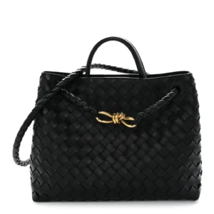 Nappa Intrecciato Medium Andiamo Shoulder Bag Black
