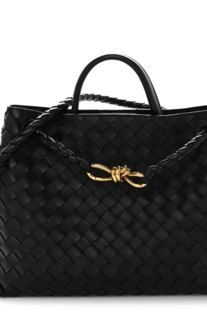 Nappa Intrecciato Medium Andiamo Shoulder Bag Black