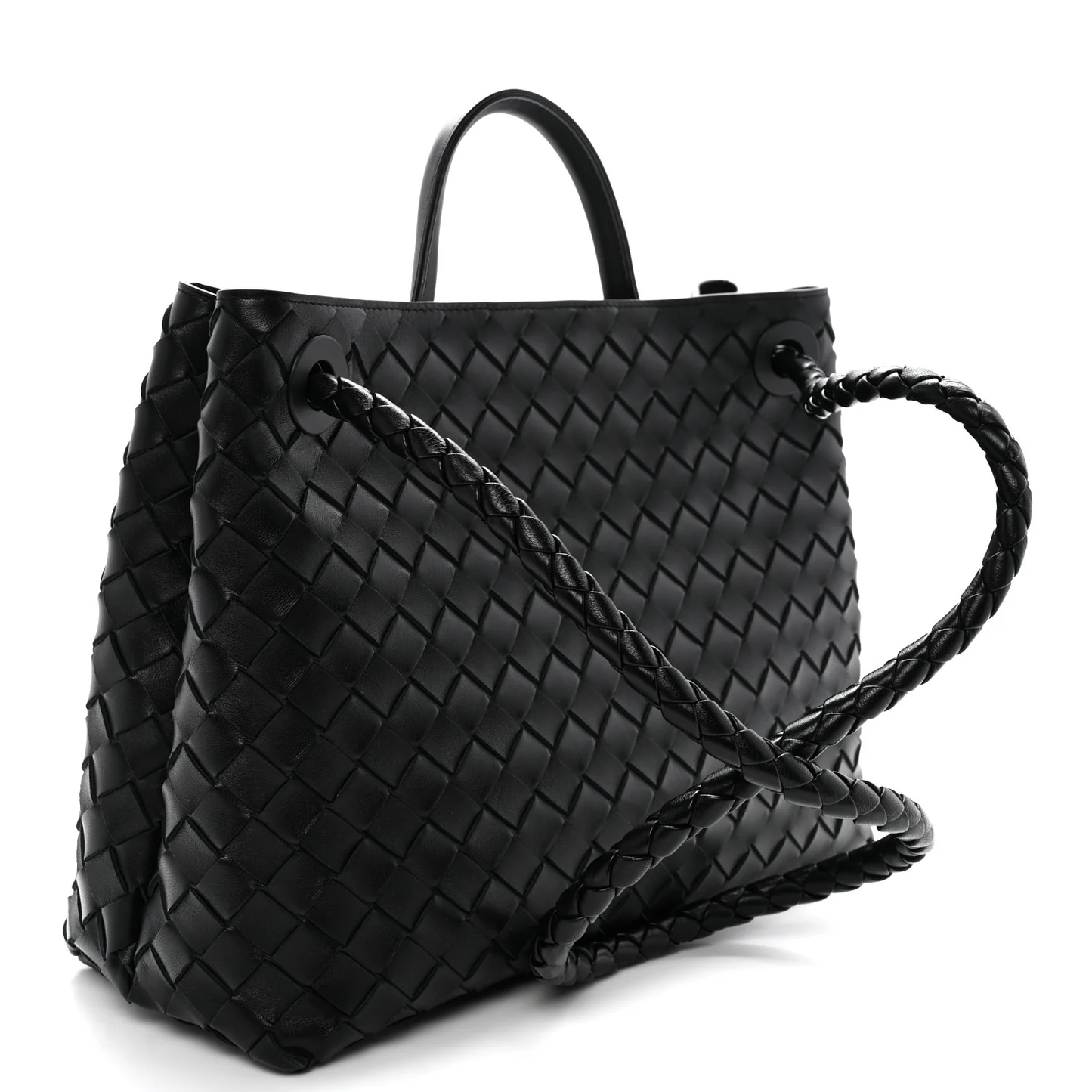 Nappa Intrecciato Medium Andiamo Shoulder Bag Black