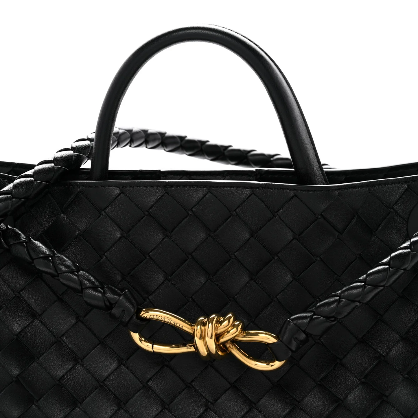 Nappa Intrecciato Medium Andiamo Shoulder Bag Black