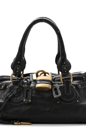 Calfskin Medium Paddington Satchel Black